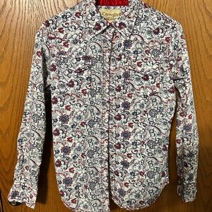 Floral Western Shirt - Red and Blue